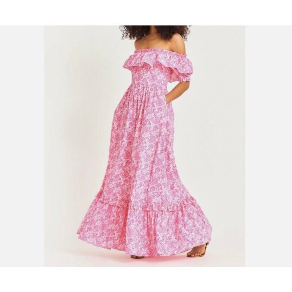 LoveShackFancy Tara Floral Off-Shoulder Maxi Dress Size 2